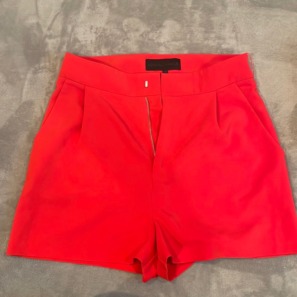 Kendall + Kylie hot orange high waisted shorts size M brand new
